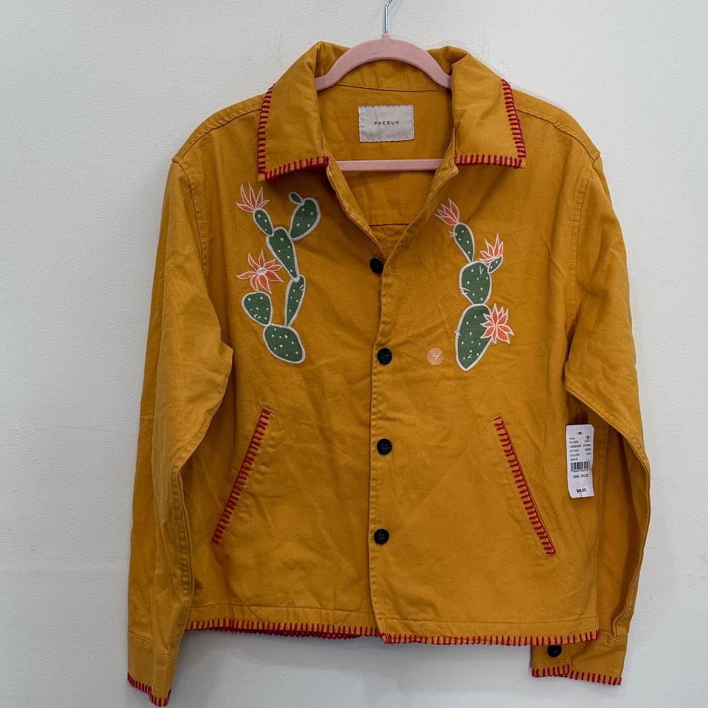 Pacsun Women’s Cactus Emboidered Jacket Small Cotton Chore Jacket